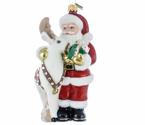 Елочная игрушка Санта-Клаус с оленем